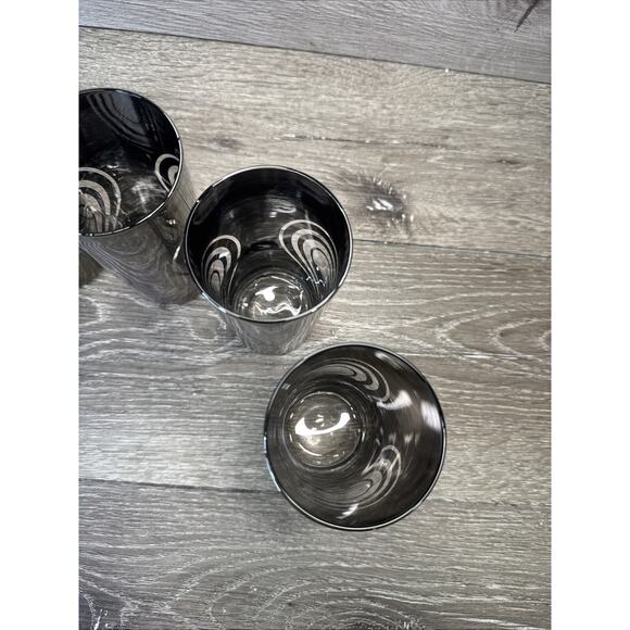 Vintage 1970's Silvered MOD Bullseye Highball Glasses- Set Of 6 - Picture 9 of 11